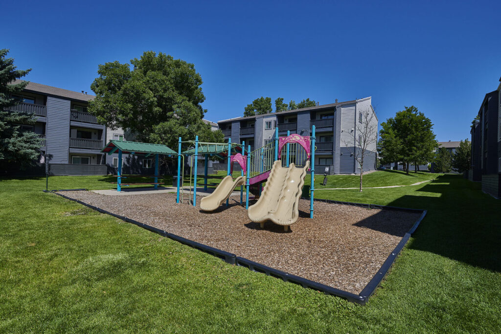 Playground with climbing and slides
